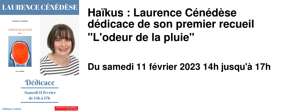 Ha�kus : Laurence C�n�d�se d�dicace de son premier recueil "L'odeur de la pluie"