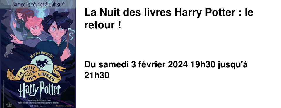 La Nuit des livres Harry Potter : le retour !